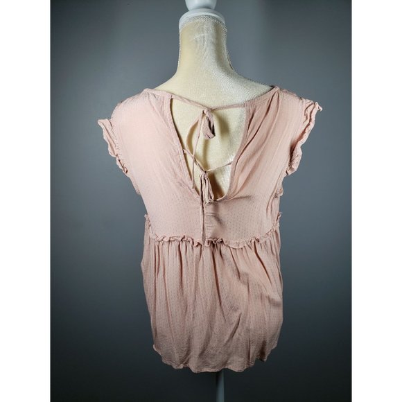 Miss Me Blush Pink Empire Waist Flutter Sleeve Top Women's Size L. - Picture 2 of 7